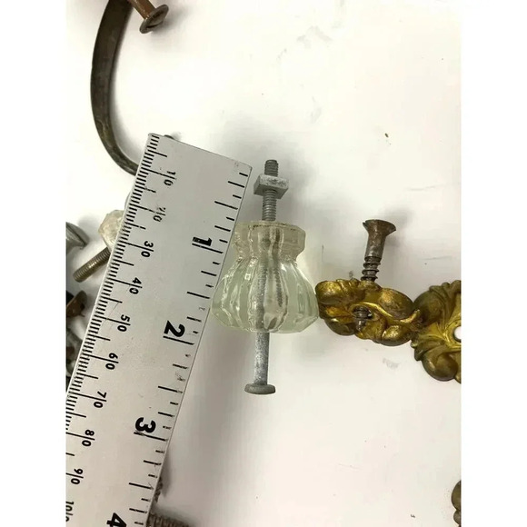 Antique Brass Drawer Knobs Accessories Lot of 16 + Replacement Handles Furniture - Picture 12 of 13